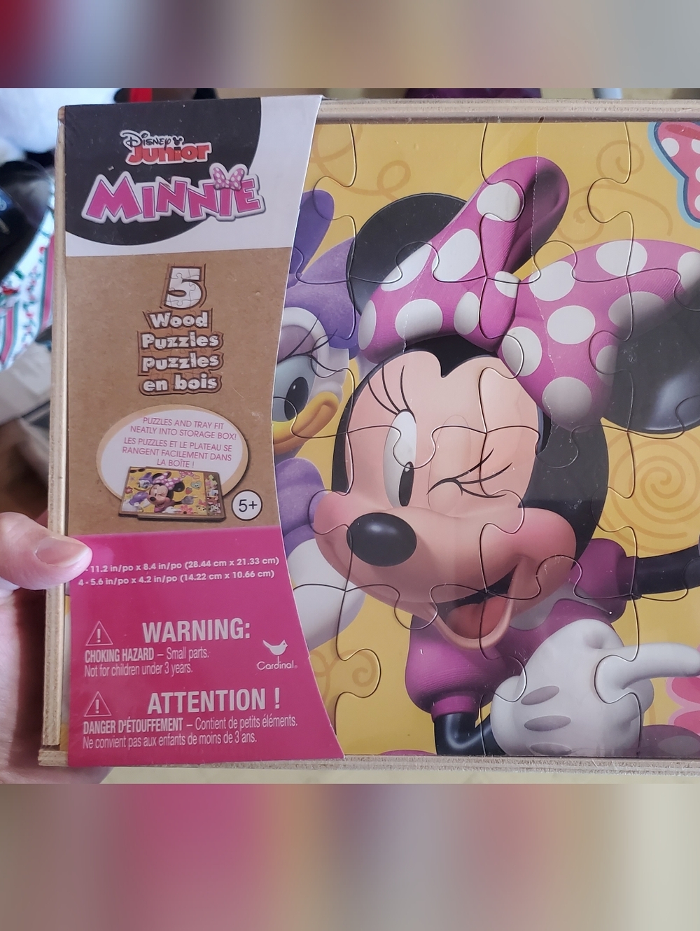 Disney Minnie Mouse Wooden Puzzle Set - Pink & Purple, NIB